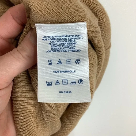 Lands’ End Women’s Tan Crewneck Sweater Cotton Oversized Long Sleeve Size Large - Picture 6 of 7